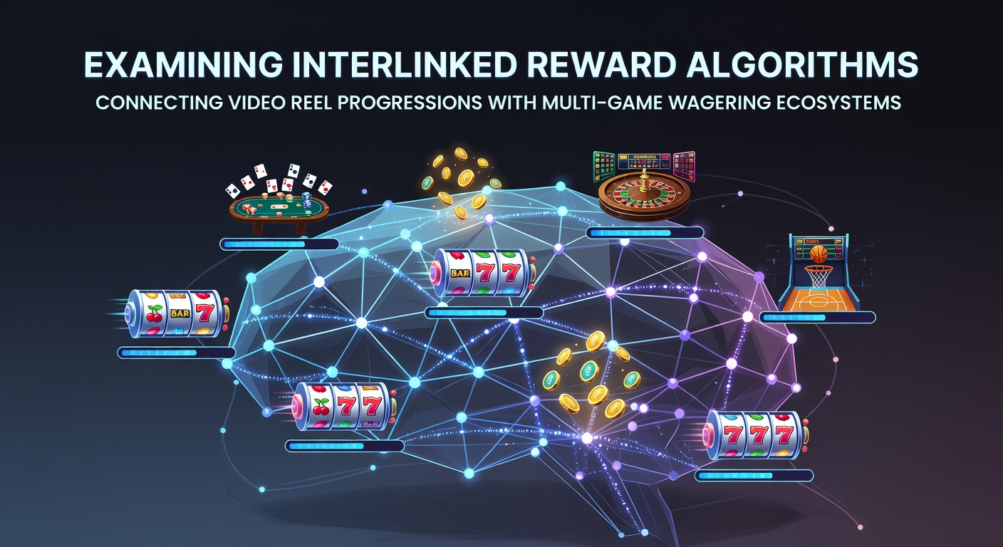 Diagram illustrating interlinked reward algorithms linking slot reel progressions to broader multi-game wagering systems