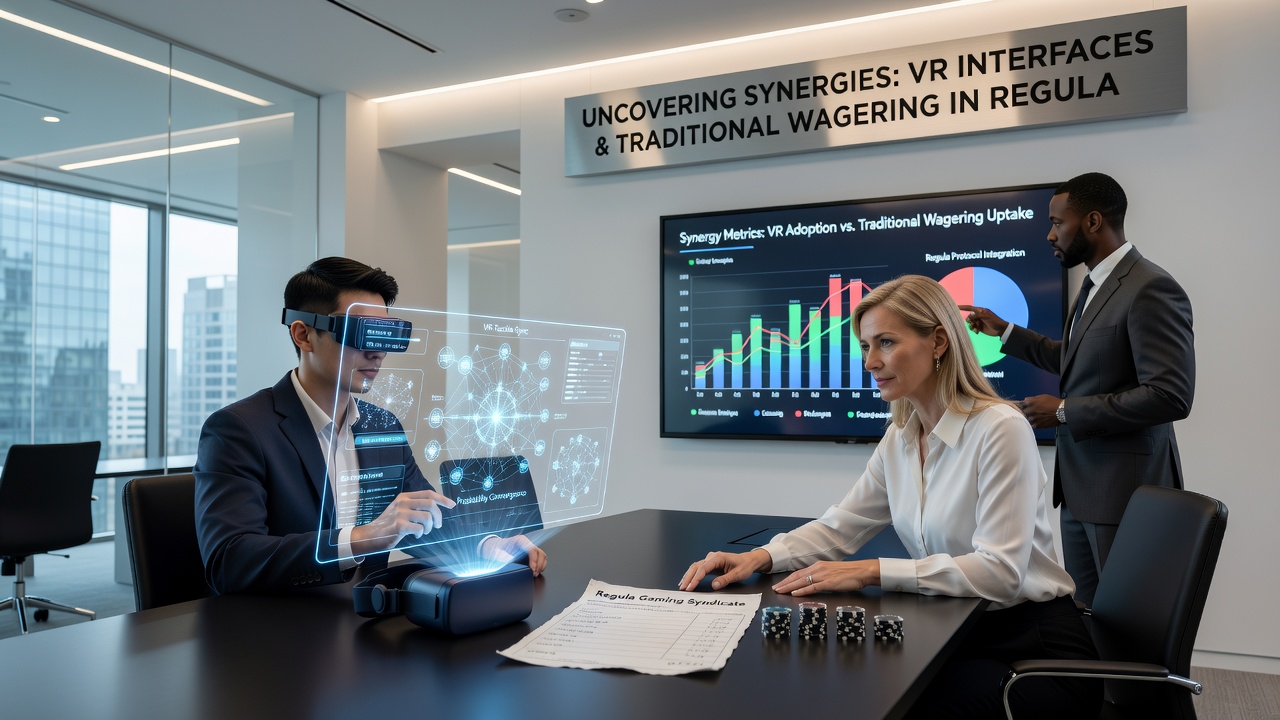 Regulated casino control room monitoring virtual reality wagering sessions alongside standard platforms